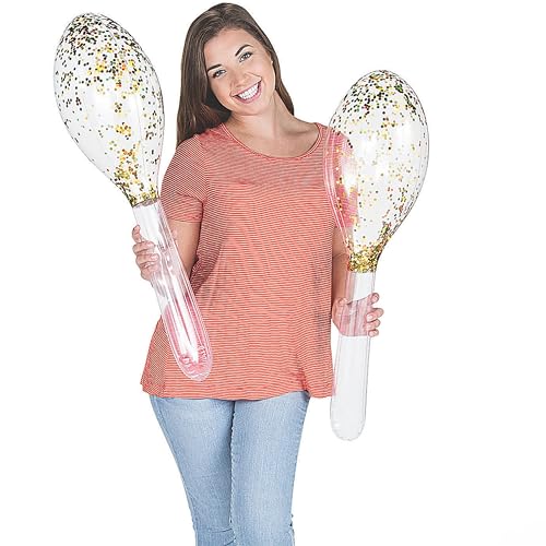 Large Inflatable Fiesta Glitter Maracas - Set of 2, almost 3 feet tall - Cinco de Mayo and Party Supplies — view 2