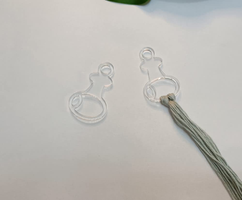 Set of 30 Tall Durable Acrylic Floss/Thread Drops with ring,Thread Organization,Plexigalss Floss Tags,Floss Holder (Clear)