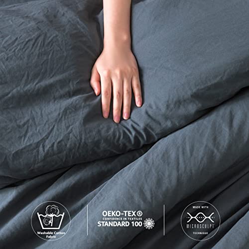 Washed Cotton Microfiber King Size Comforter Set Lightweight Comforter All-Season Reversible Comforter And Pillowshams Summer Soft Cozy King Bed Comforter & 2 Pillow Shams,Dark Grey #TOP3