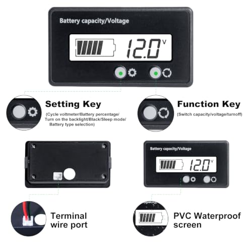 Image of 12V-84V Golf Cart Battery Meter Capacity Voltage Indicator Gauge with Alarm Front Setting Switch Key for Lithium Ion & Acid Battery White for Golf CART Yamaha Club CAR EZGO