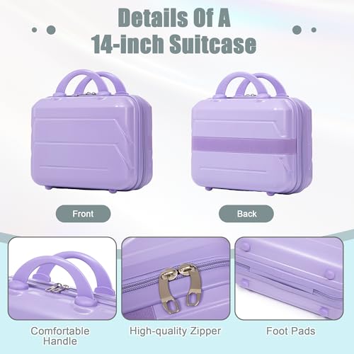 Image of Hardshell Luggage, Lightweight Durable ABS Suitcase with Spinner Wheels, 14 /20 Inch