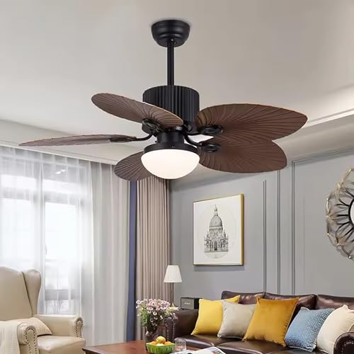 Ventilador de techo tropical de 42 pulgadas con luz LED y control remoto, dos opciones de montaje, 5 aspas y clips de equilibrio, resistente a la humedad (107 x 107 x 48 cm/42 x 42 x 19 pulgadas)
