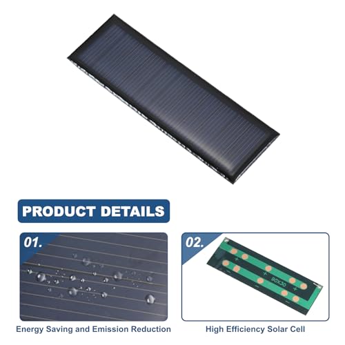 QUARKZMAN 2 Stück 5.5V 0.33W 0.06A Mini Solarpanel, Mikro Zellen Sonnenkollektor für Sonnenenergie, Heimwerken, DIY, Spielzeug, Akku-Ladegerät, 90x30mm