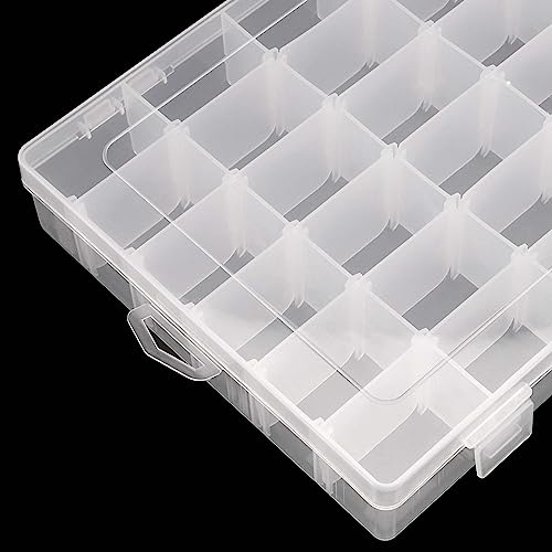 Image of JAPCHET 6 Pack 36 Grids Plastic Storage Box, 2 Colors Bead Storage Box with Adjustable Dividers Plastic Bead Organizer Box for Beads, Buttons and Earrings, Pink and Clear