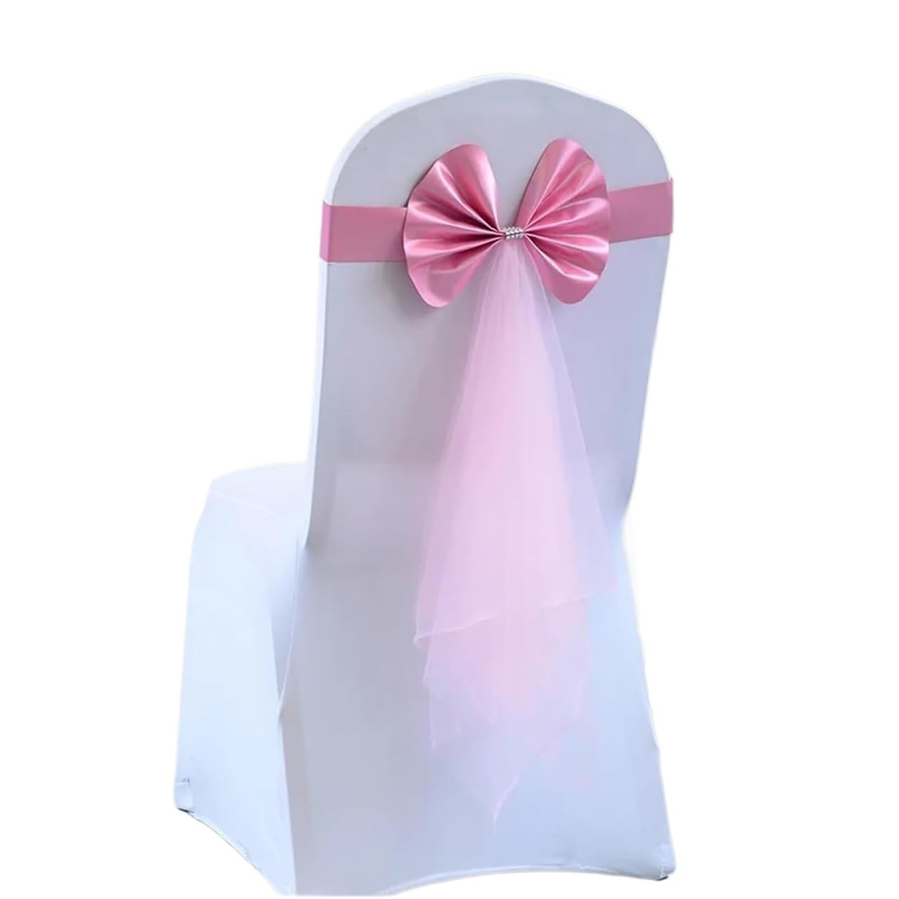 Dekoracje ślubne Wstążki na krzesła, 20 sztuk wielokolorowych szarf na krzesła ślubne do dekoracji ceremonii(Pink)