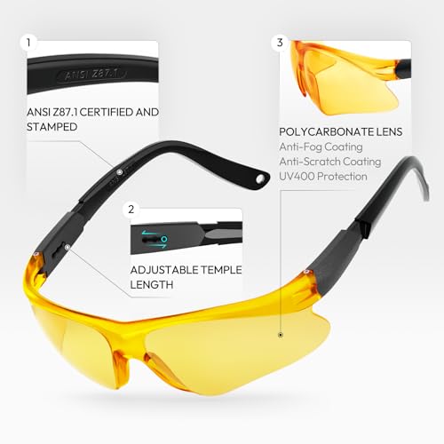 Image of Shooting Glasses for Youth & Small Face Adults - Anti-Fog ANSI Z87.1 Certified Teens Range Shooting Eye Protection