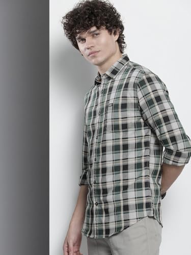 Image of The Indian Garage Co Men Regular Fit Checkered Full Sleeves Cutaway Collar Casual Shirt