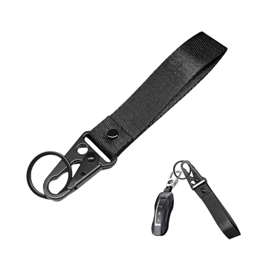 Image of Wevdn Car Key Chain, Fabric Metal Practical Multifunctional Motorcycle Keychain, Anti-Lost Keychain with O-Ring for Men Women (Black)