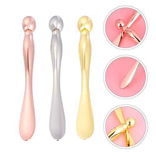 Minkissy 3 Peças de Metal Olho Creme Aplicador Vara Massageador Facial Ferramenta de Massagem Olho V