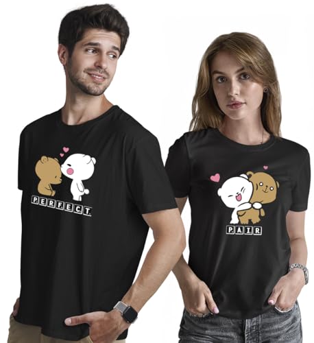 Image of INDISSH Couple Love Printed Matching 100% Cotton Tshirt for Men and Women - CPN-Pair