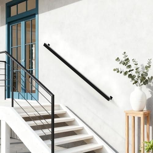 Garde-corps d'escalier antidérapant et main courante murale de marche noire