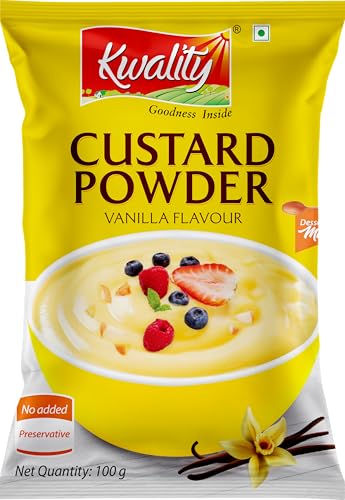 Image of Kwality Custard Powder (Vanilla Flavor), Smooth & Creamy Custard, Quality Ingredients, Best for Fruit Salads. (100g (Pouch))