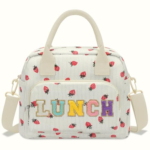 RLGPBON Insulated Lunch Bag Teen Girls, Preppy Lunch Box Large Insulated Lunch Bag Reusable Lunch Tote Bag, Preppy LunchBag for Girls School Travel Picnic
