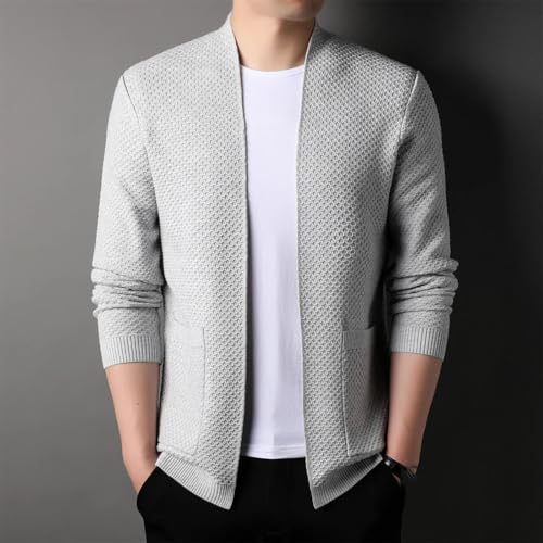 Men Slim Fit Knitted Cardigan Solid Casual Korean Sweatercoats Outerwear2