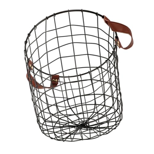 Mobestech Cesta Metálica Grande Redonda para Leña con Ventilación y Asas Organizador Multifunción para Ropa Mantas y Juguetes Diseño Elegante para Interiores y Exteriores Rústico