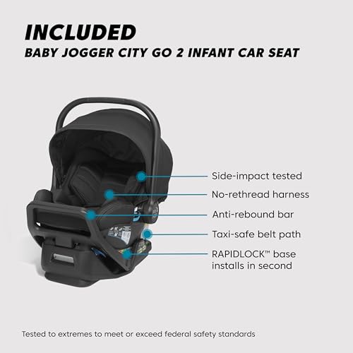 Image of Baby Jogger City Select 2 Travel System, Eco Collection | Infant Essentials Bundle Includes City GO 2 Infant Car Seat, Extra Car Seat Base, Belly Bar & Parent Console