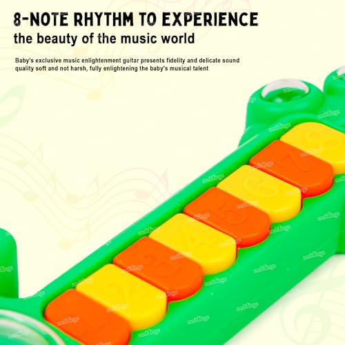 Image of Zest 4 Toyz Musical Guitar Toy for Kids with Rotating Gears 8 Colorful Keys Flashing Lights & Piano Sound Toy for Boys and Girls Ages 3+ (Green)