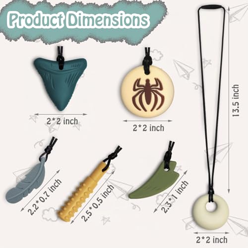 Chew Necklaces for Sensory Kids 6 Pack, Chewy Necklace Sensory Toys for Kids with Autism, ADHD, SPD, Silicone Boys Girls Chew Toys Teething Necklace Reduce Chewing Fidgeting - Image 3