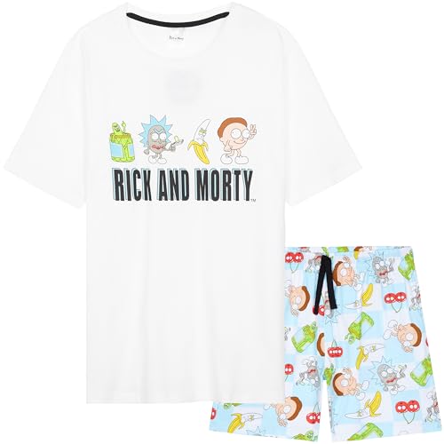 Get Trend Rick y Morty Pijama Hombre Algodon Pijamas Divertidos Corto Conjunto de Verano Hombre Ropa de Dormir Ideas de Regalos (L, Multi Rick and Morty)