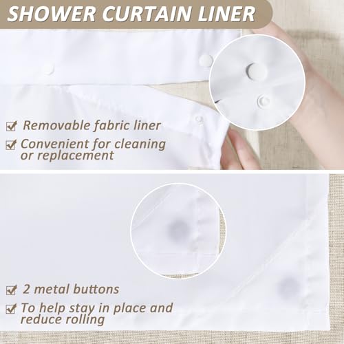 Boodii BDSCYMPJJB-7272BS Linen Shower Curtain With Liner Set Morden Farmhouse Shower Curtain thumb #5