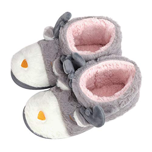Fluffy Christmas Deer Slipper Plush Boots Ladies Indoor Outdoor Ankle Bootie Thermal Warm Shoes for Girls Women Fleece Lining Thicken Cotton Slippers Anti-Slip Sole Winter Booties Cosy Home Boots