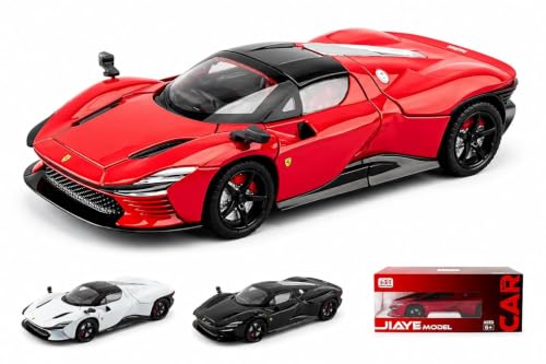 Image of WORSHIPER 1:22 Ferrari Daytona SP3 Diecast Model Car with Light & Sound, Openable Doors, Hood & Trunk, Removable Roof, Alloy Metal Sports Car Toy for Kids (1:22 Ferrari Daytona SP3-Multicolor)
