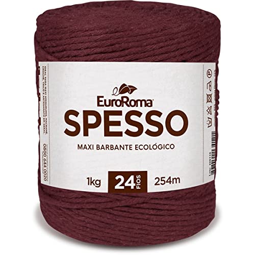 Barbante Colorido, Euroroma, Spesso, 4/24, Bordô, 1 kg, Rolo de 254 Metros