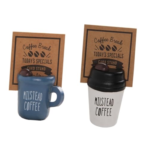 TOYMYTOY 2個木製メモクリップ コーヒーカップ型 卓上用シンプルメッホルダー 多機能名刺 写真 便箋クリップ ホームオフィス向けレトロテーブ