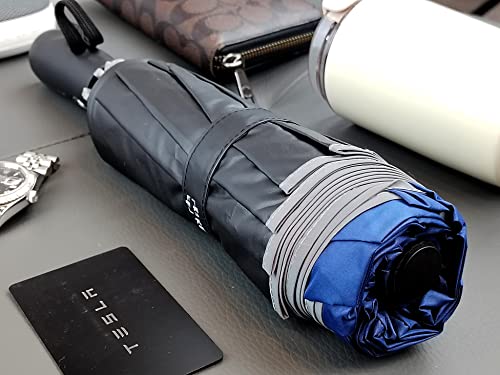 Keletons' Travel Umbrella Comes With All The Features! Reverse Umbrella, 10 Ribs Fiberglass & Aluminum Frame, Windproof, Automatic, Compact Folding Umbrella, Water Repellent, Upf 50, Button Wrap For Securing, Improved Large Sleeve, Safety Reflective Strip, This Umbrella Offers All! And With A Unique Classy Handle Design This Will Be The Umbrella To Buy! (Blue) #TOP2
