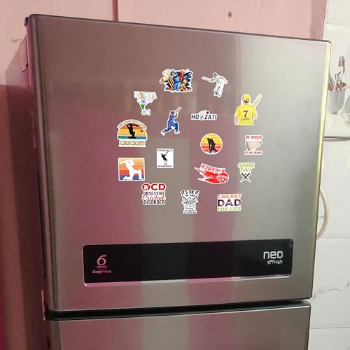 Image of WallDesign Cricket Fridge Magnet Set - Iconic Designs for True Fans, for Sports and Cricket Enthusiasts, Cute Magnets (Set of 16)