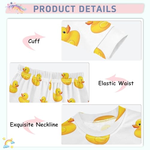 ODAWA Cute Yellow Ducks White Tee and Pant 2-piece Set Matching Fall Pajamas Pajama Set 18M4