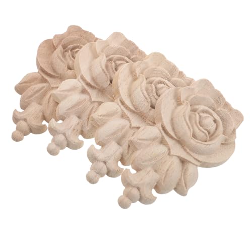 ABOOFAN 4 Pièces Appliques Murales en Bois Beige Style Vintage pour Décoration de Meubles Installation Facile et Compatibilité, pour Embellissement D'armoires et Mobilier