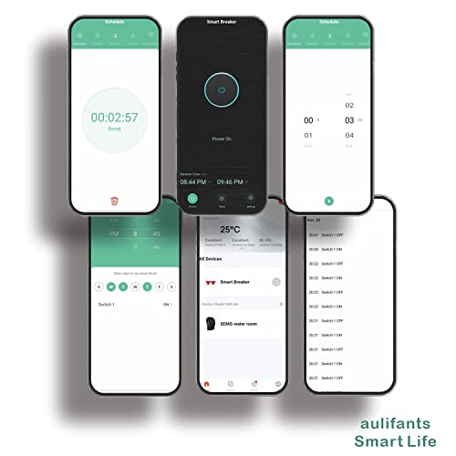Aulifants Heavy Duty Smart Wifi Switch Breaker, Miniature Circuit Breaker Mcb, Ac110~230V 63A App Voice Remote Control, Timer, Short Circuit Overload Protection, Amazon Alexa, Google Assistant. (2P) #TOP2