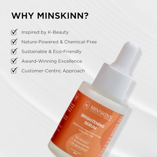 Image of Minskinn Brightening Serum for Face Glow | Vitamin C 10% + Niacinamide 5% + Alpha Arbutin 2% | Dark Spot & Pigmentation Serum for Uneven Skin Tone, Anti Aging, Pore Treatment & Hydrating Glow - 30ml