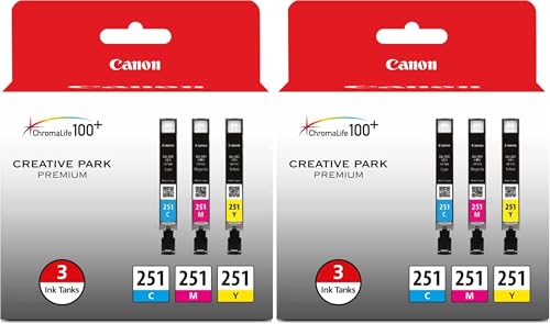 Image of Canon CLI-251 Genuine Three Color Multi Pack,Compatible with MG6320,iP7220 & MG5420,MX922,MG7120,MG6420,MG5520,iX6820,iP8720,MG7520,MG6620,and MG5620 (Optional) Printers,(Pack of 2)