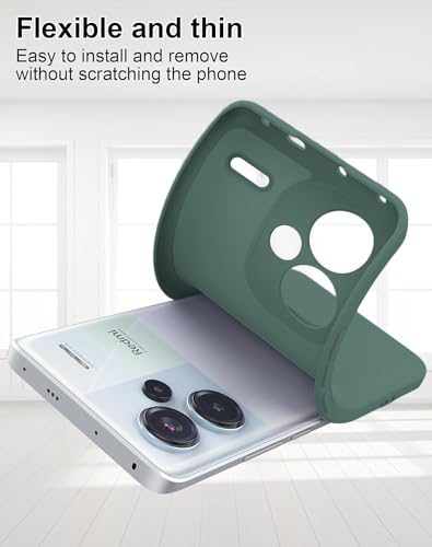 Image of DIZORO Compatible with Mi Redmi Note 13 Pro Plus 5G Back Cover with Upgraded Square Edges for Camera Protection Shockproof Flexible Matte Liquid Silicone Mobile Phone Case (Forest Green)