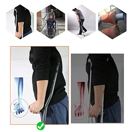 Muletas para axilas para adultos resistentes (par), muleta médica portátil plegable en forma de F, muletas ergonómicas de aluminio livianas para jóvenes/adultos/adultos altos