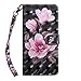 Produktbild Handytasche Kompatible für Samsung Galaxy M21 Hülle Case Malen Muster Leder Tasche Flipcase Cover Silikon Schutzhülle Skin Ständer Klapphülle Schale Bumper für Samsung Galaxy M21 Schwarze rosa Blume
