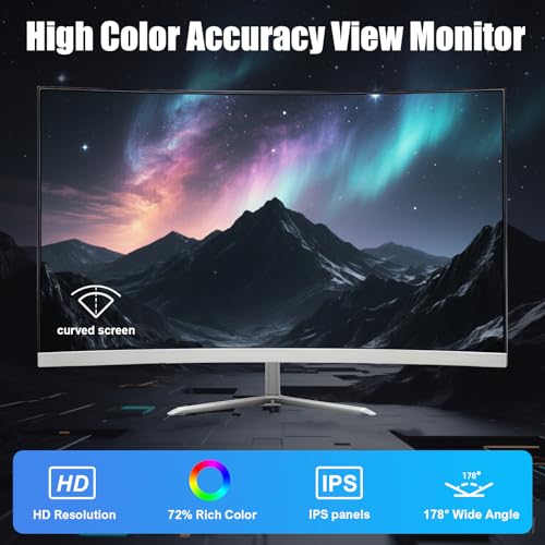 Image of All-in-One Desktop Computer PC, 24 inch FHD Curved Display Monitor I7 Quad-Core Desktop, 16G Ram 512G SSD, WiFi Bluetooth for Home Business Office Gaming