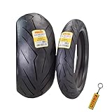 Pirelli Diablo Rosso III 120/70ZR17 Front & 240/45ZR17 Rear Motorcycle Tire Set - High Performance, Durable, & Reliable Tire for Sport/Street Bikes with Keychain