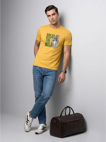 Image of Nobero 100% Cotton T Shirts for Men Stylish | Regular Fit | Graphic Printed T Shirts for Men 180 GSM Combed Cotton | Round Neck Half Sleeve