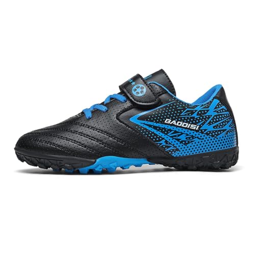 tevzolpa Soccer Cleats for Kids Turf Soccer Shoes Indoor Boys Girls Football Shoes Youth TF AG Artificial Ground Trainning Athletic Sneakers Outdoor (MZ616 HEI LAN TF_36)