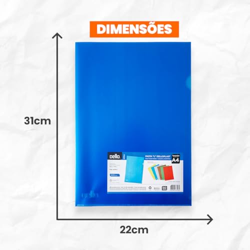 Dello 0270.C.0100, Pasta L, A4, Azul, 310mm x 220mm, Pacote de 10