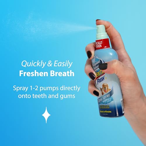 Dental Fresh Spray oral para cães e gatos, elimina o mau hálito e protege seus dentes e gengivas, 4