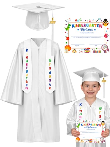 Image of QZYL Kindergarten Graduation Cap and Gown Set, 2026 Congrats Grad Outfit with Tassel & Certificate for Kindergarten