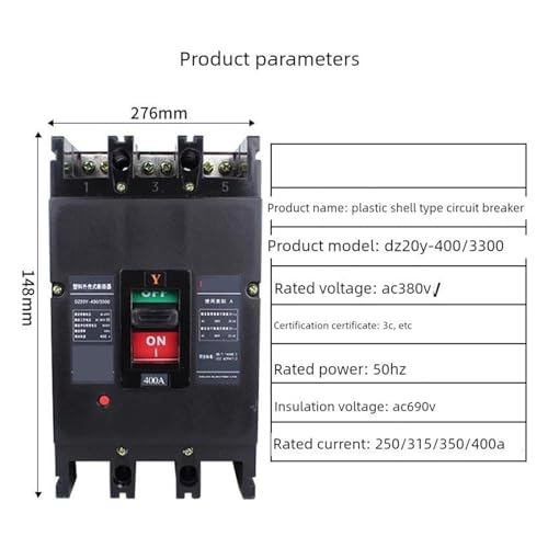 Interruptor disyuntor de caja de plástico trifásico de 400A para cuadros eléctricos 2