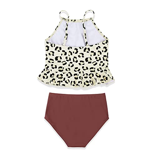 Mafulus Girls 2 PCS Swimsuit Ruffle Cute Print Adjustable Spaghetti Strap Quick Drying Kids Bathing Suit 5-14Years2