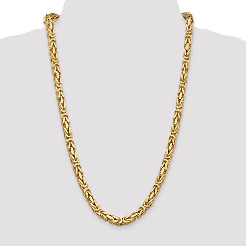 Diamond2Deal 14K Yellow Gold 6.5Mm Byzantine Chain Necklace Fine Jewelry Gift For Women #TOP1