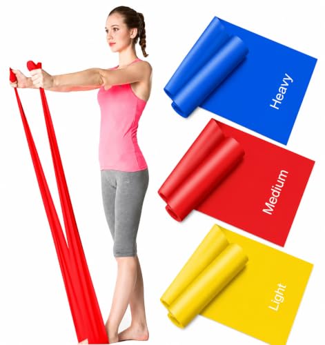 Resistance Bands Set [Set of 3] 1.5M/4.9ft Skin-Friendly Exercise Bands with 3 Resistance Levels Workout Bands Set for Women Men Ideal for Yoga Gym Fitness (MULTI-COLOR)) ((SET OF 3 (MULTI-COLOR))
