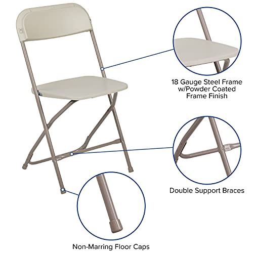 image for Flash Furniture Hercules Series Plastic Folding Chair - Beige - 4 Pack